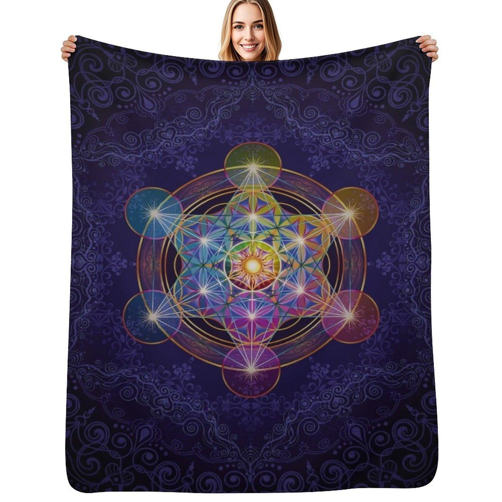 

Куб Метатрона Меркаба Плед теплый для зимы Винтажный теплый зимний Набивной Пледы 30x40in