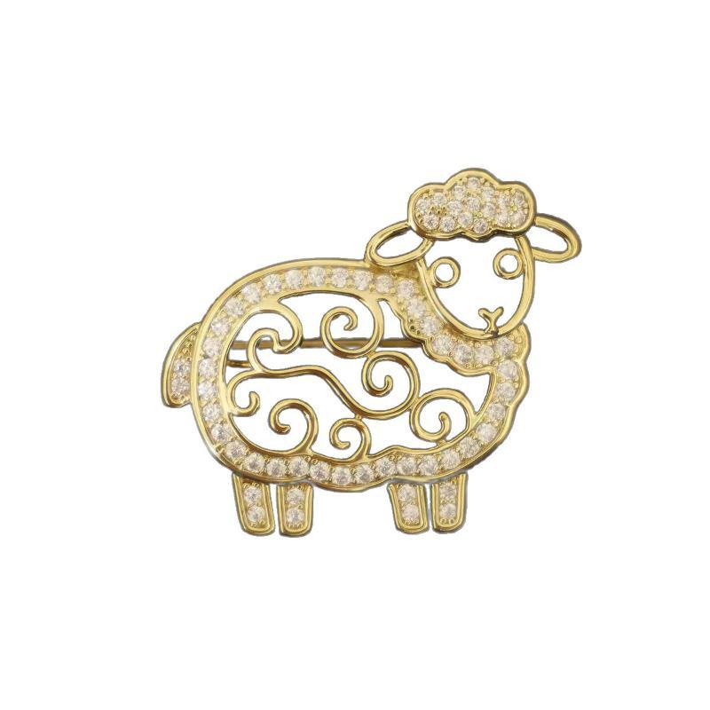 Delicate Goat Sheep Brooch Rhinestone Inlaid Unisex Fashion Pin Jewelry Gift For Women Girls Birthday Party