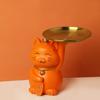 Handicraft Lucky Cat Ornaments Cartoon Resin Storage Rack Multi-purpose Cat Statue  Desktop