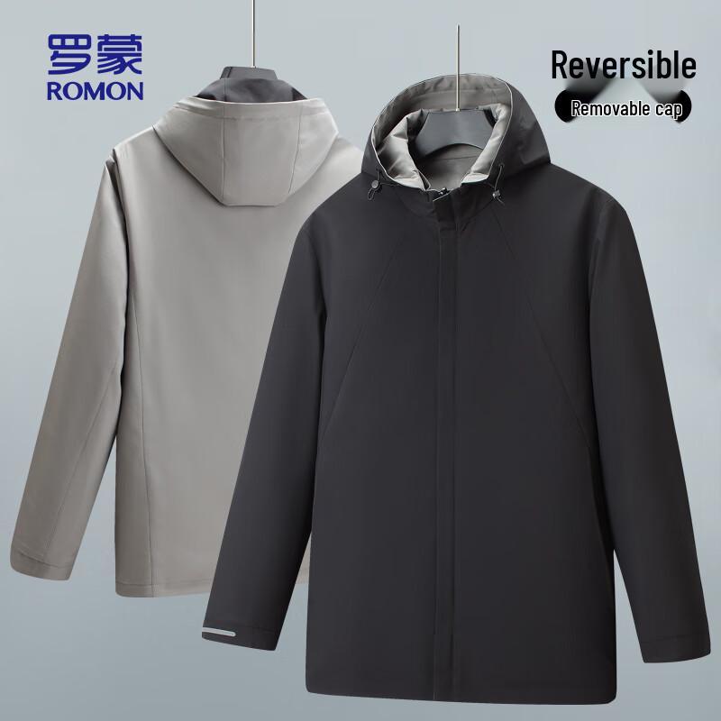 ROMON Men's Reversible Jacket with Detachable Hood (Model 25031)
