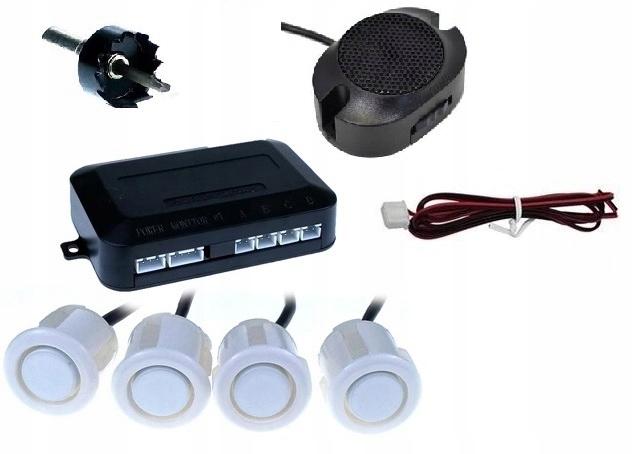 Czujniki Cofania Parkowania 4X Buzzer Białe 18Mm