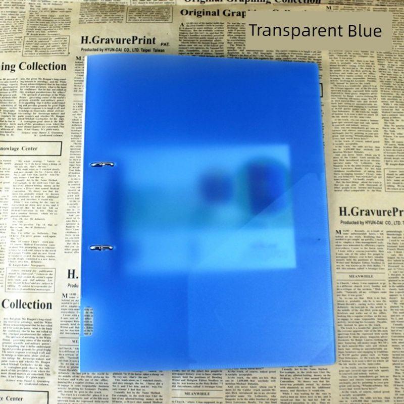 2-Hole Punched Loose-Leaf Folder Transparent Folder a 200.00G-Hole File Binder Two-Hole Punch Folder Loose-Leaf Test Paper Clip Frosted Transparent Model-Blue