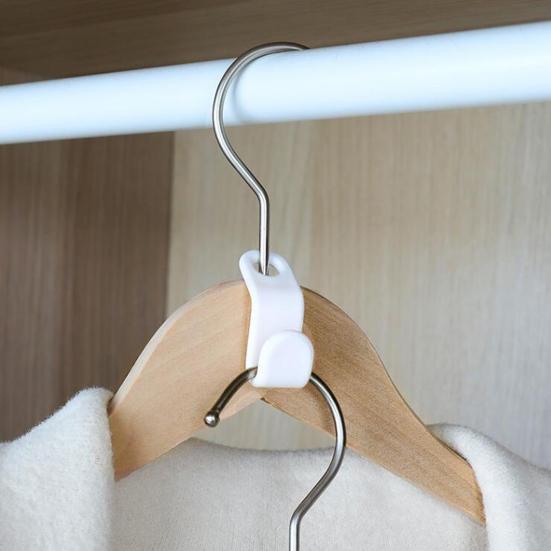 20Pcs/Set Practical Connectable Coat Hanger Hook Stable Waterproof Plastic Clothes Rack Hook for Home