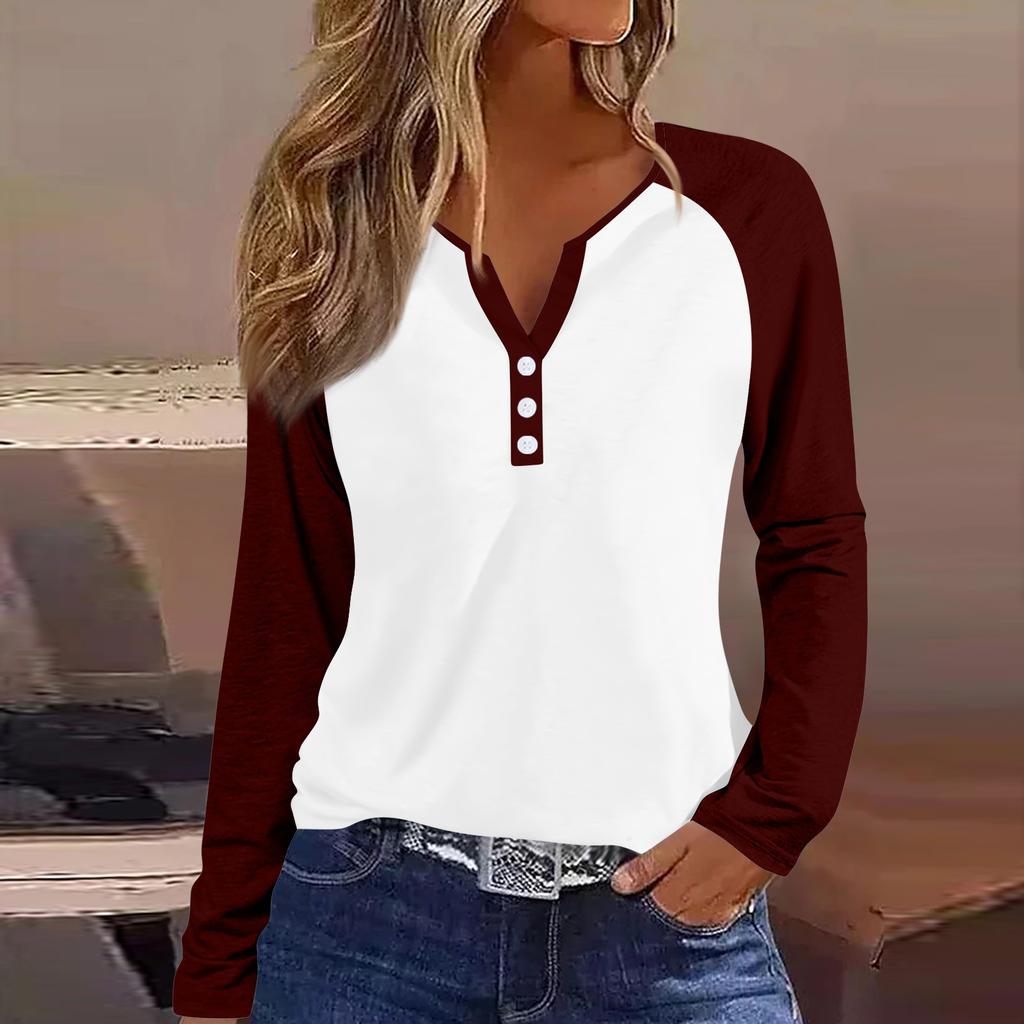 Women's T Shirt Tee Button Floral Print Long Sleeve Daily Weekend Fashion Basic V-Neck Regular Top