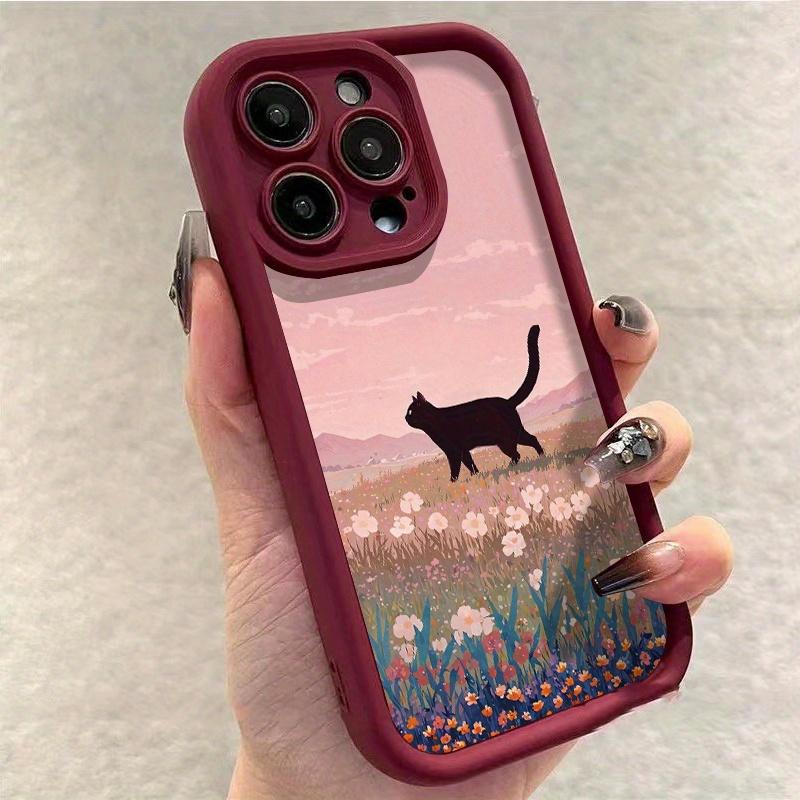 Black Cat Strolling in Hanada Phone Case Suitable for iPhone17 16 15 14 13 12 11Pro/Max/Plus Anti Drop and Anti Shock Back Cover