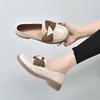 Round head spring new bow flat-soled small leather shoes one pedal first-layer cowhide single shoes