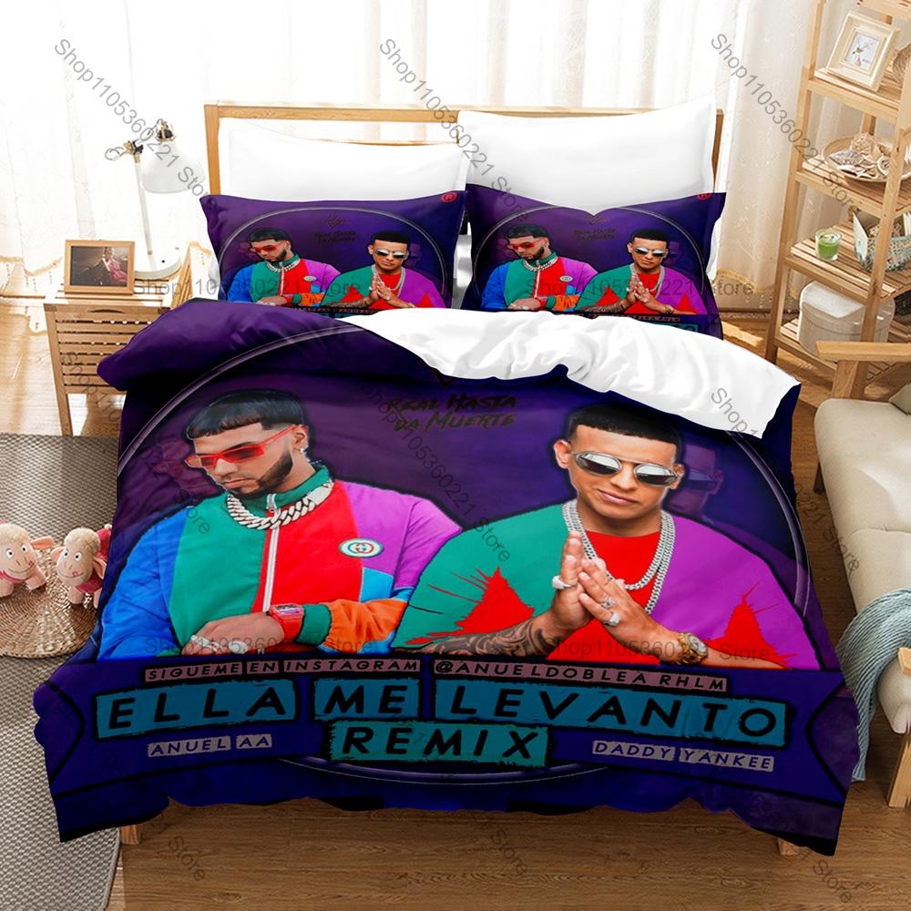 Personality Rapper Anuel AA Bedding Set New Real Hasta La Muerte Printed Brushed Microfiber Duvet Cover Pillowcase For Fans Bedr