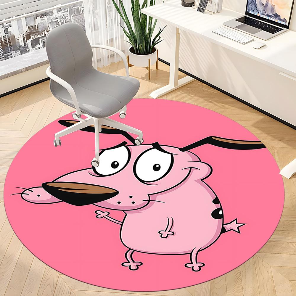 1pc Courage the Cowardly Dog Office Round Area Rug, Under Office Chairs Bedroom Living Room Home Decor, Room Decoa1016070
