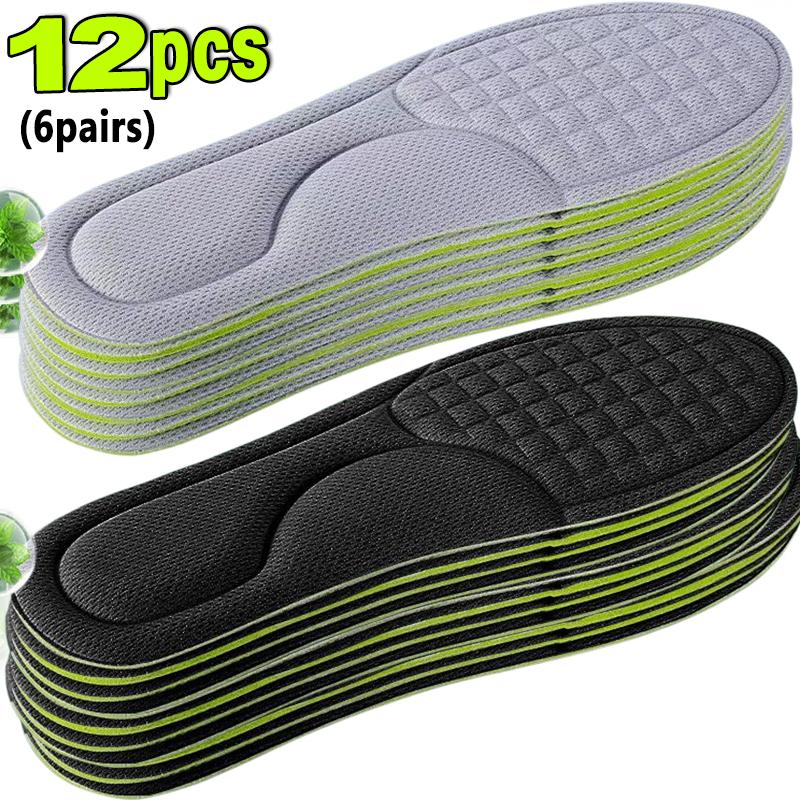 2/12pcs Nano Memory Foam Insoles Unisex Soft Sports Running Shoes Inserts Sweat-Absorbing Deodorant Cushion Shoe Sole Paddings