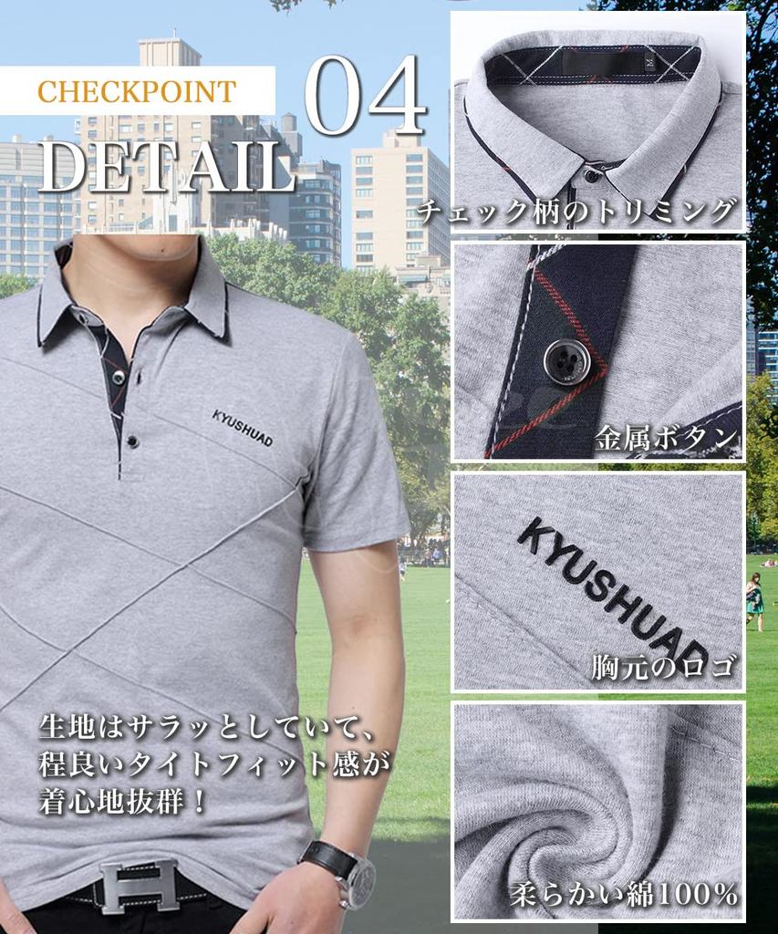Golf wear for spring and short 2XL [three Joy] summer, stylish, sportswear, sleeves, V-neck, gray,