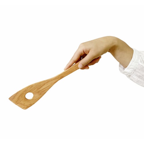 kicoriya Wooden Spatula with Slots for Cooking, Includes S-Hook for Convenient Storage