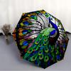 1pc Peacock Spreading Its Tail Pattern Automatic Folding Umbrella, Lightweight Retractable Compact Travel Umbrella, 8-Rib Sturdy Frame137