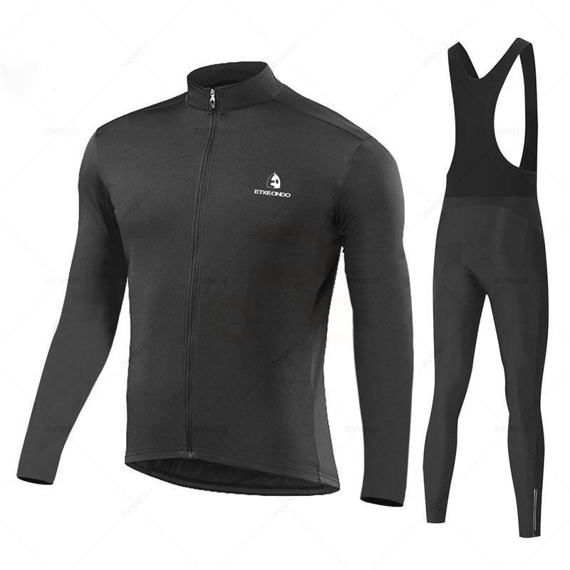 Autumn Cycling Suit Set  Pro Team Cycling Jersey 19D Bib Set MTB Uniform Bicycle Clothing Quick Dry Bike Clothes Mens Long Sleeves Wear