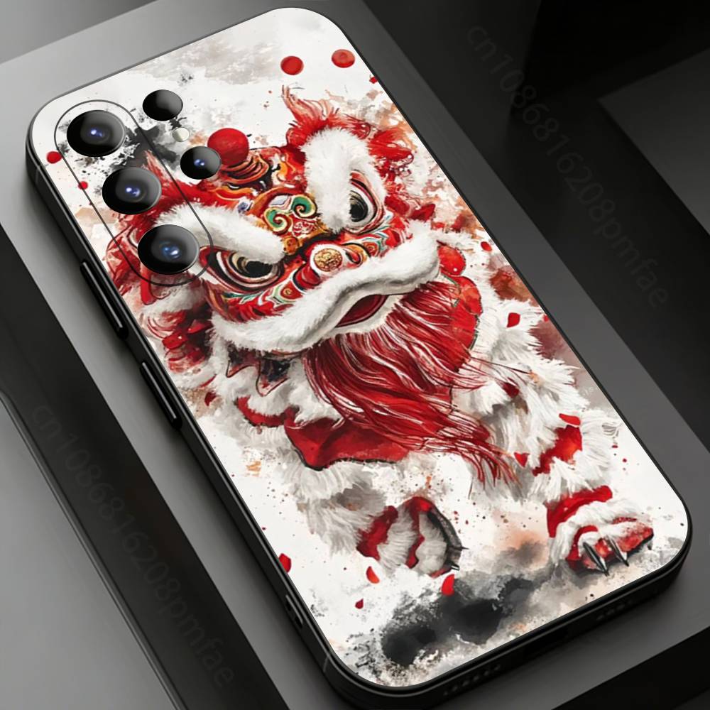 Chinese Lion Dance Phone case for Samsung Galaxy S24,25,26,23 22,21,S20 Plus Ultra FE soft fundas cases