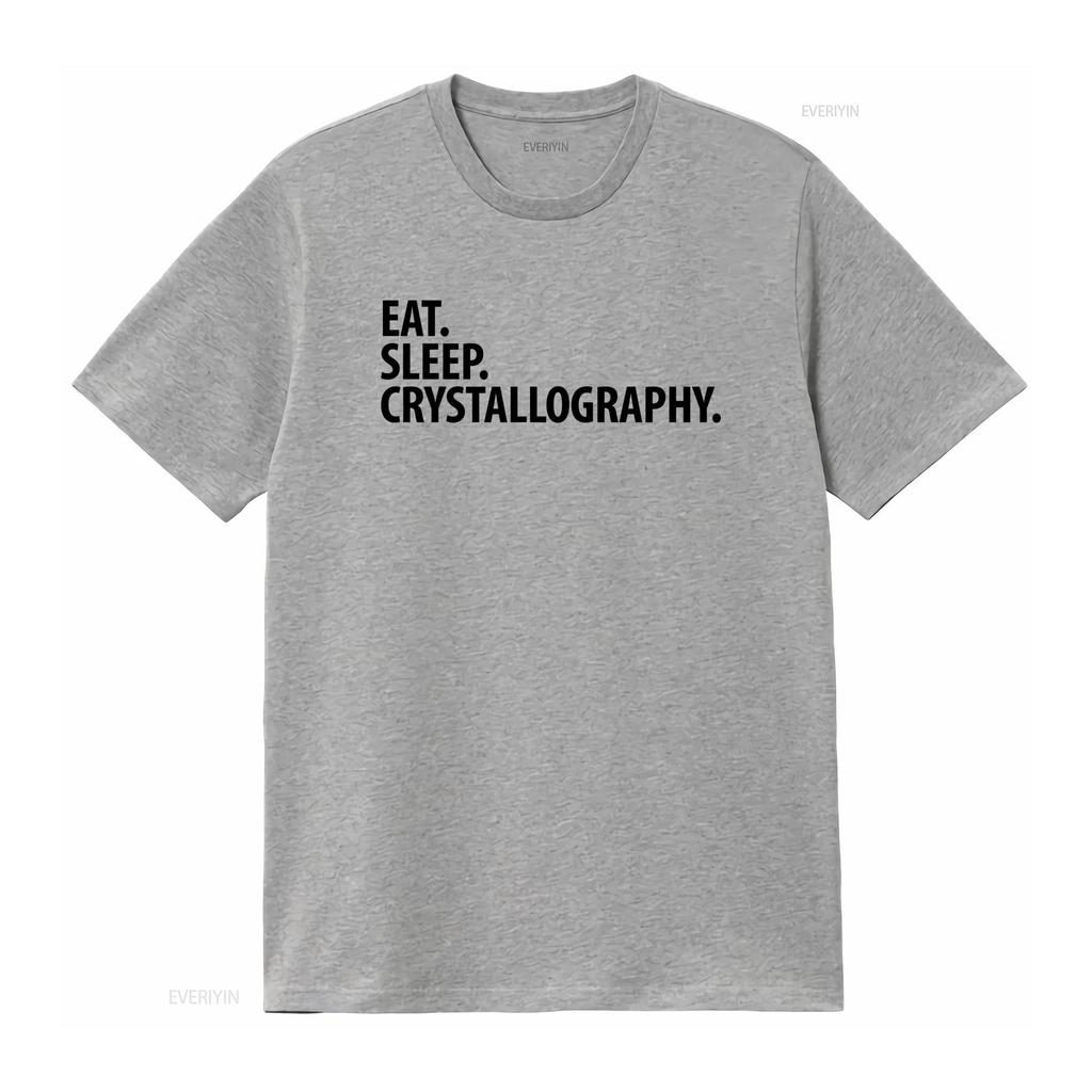 Eat Sleep Crystallography T Shirt for Science Lovers Vintage Washed Casual Breathable Fashion Slightly Top For Everyday Wear