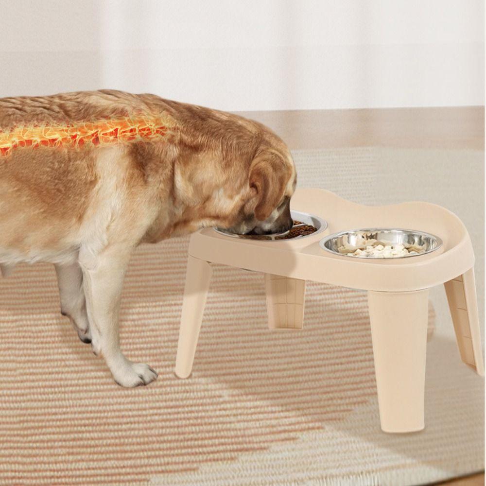 Double Bowl Cat High Foot Bowl Large Capacity Pet Drinking Feeder Dog Bowl  Water Container