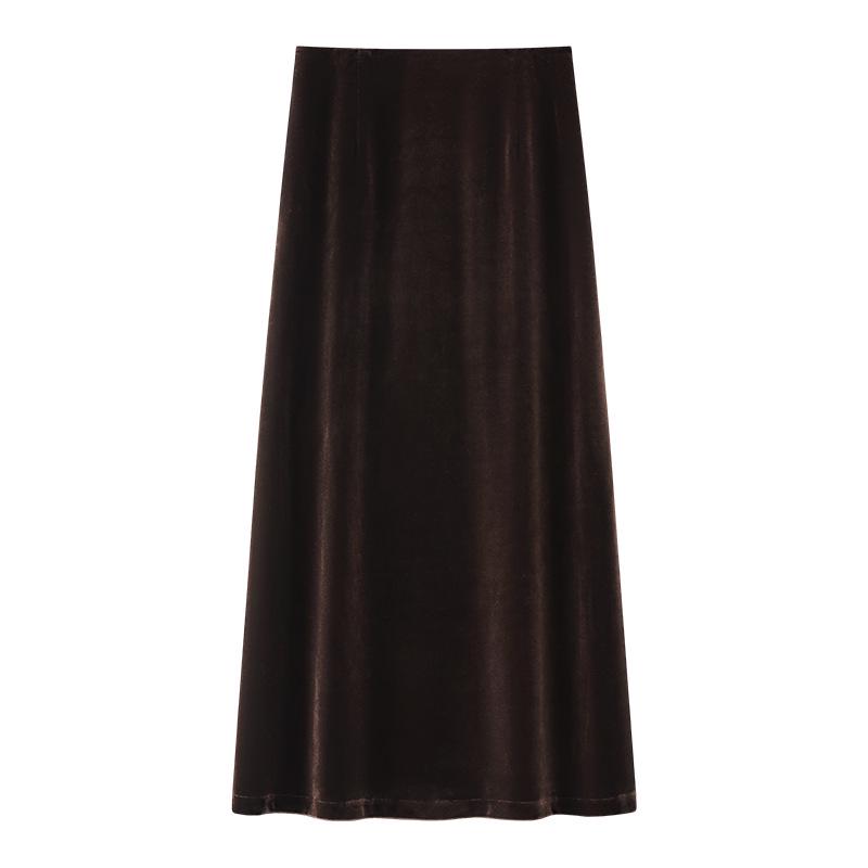 

Khaki Gold Velvet High-Waisted A-Line Midi Skirt – Women s 2024 Autumn/Spring Collection L (recommended for 55-60 kg) чорний