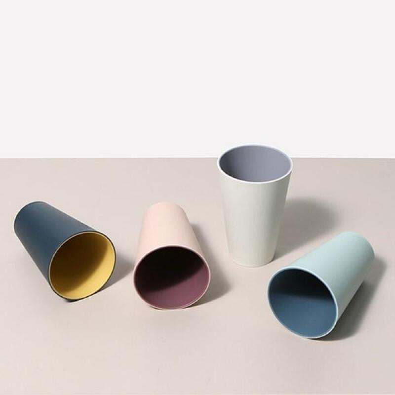 Bathroom Office Unbreakable Dual-Color Pastel Toothbrush Cup Navy-yellow