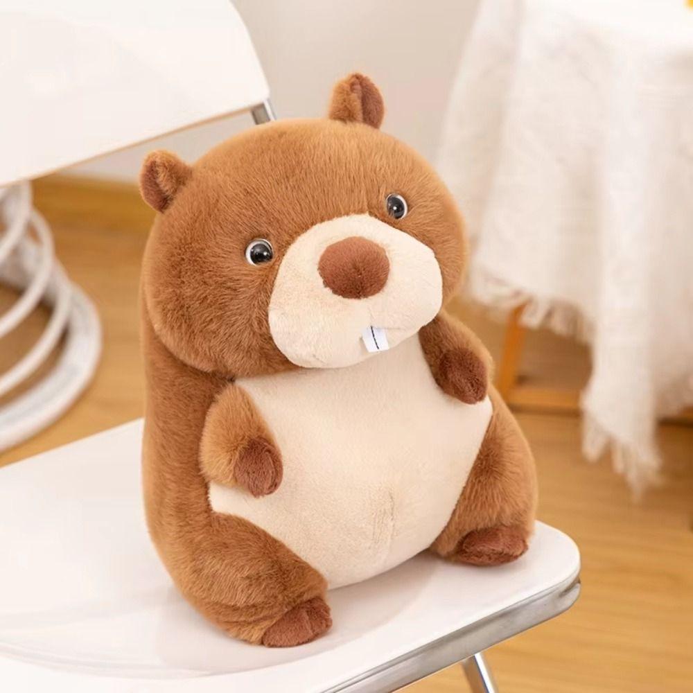 Fluffy Groundhog Plush Toy Simulation Chubby Marmot Stuffed Toy Birthday Gifts