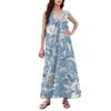 Women's Fashion Casual A-line Retro Printed Hammer Feeling Loose Long Skirt With Pockets