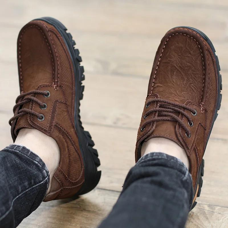 Модная мужская повседневная обувь из натуральной кожи — фото 4