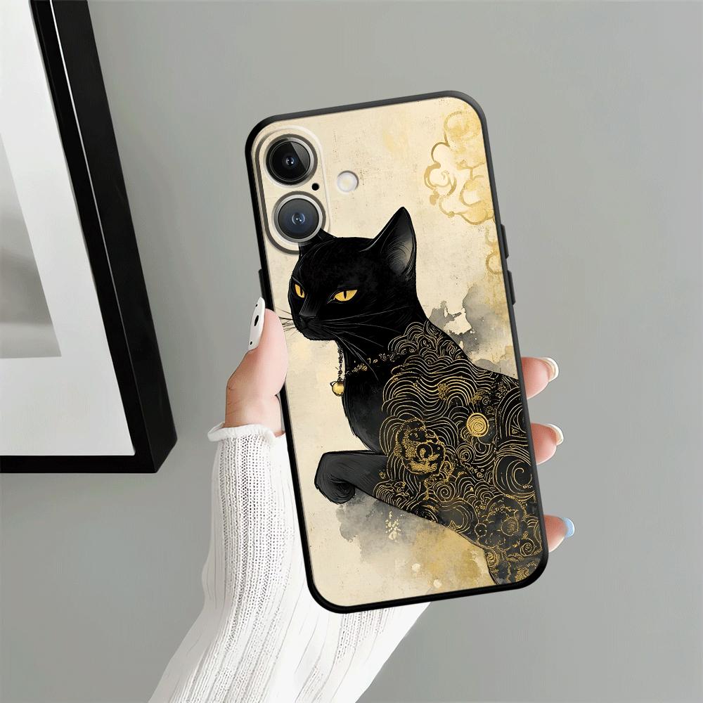 

Ретро Чехол с Лисой и Кошкой для iPhone 17Air XS Max 13 12 11 17 Pro Max XR 7 8 15 16 14 Plus Черный Мягкий Чехол для Телефона iPhone17