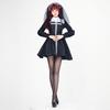 Milky Time Gothic Lolita Dress, Black, Long Sleeves, Maid/Sister Cosplay Costume, Women's, Halloween (XL)