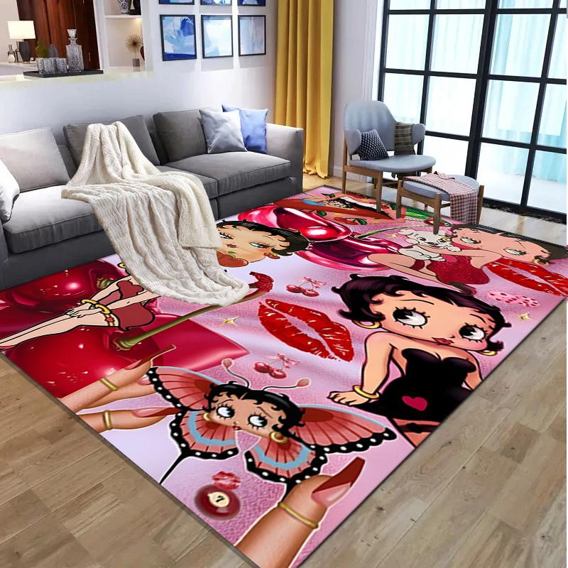 Betty Boop Pattern Rug, Indoor/Outdoor Mat, for Picnic, Gameroom, Bedroom, Office, Living Room, Home Decor Carpet, Birthday Gift