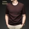 Jinjv Herren Strick-T-Shirt aus Seide-Leinen-Mischung