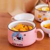 Ceramic Cute Cartoon Instant Noodle Bowl with Lid and Handle Creative Large Capacity Office Fruit Bowl Tableware