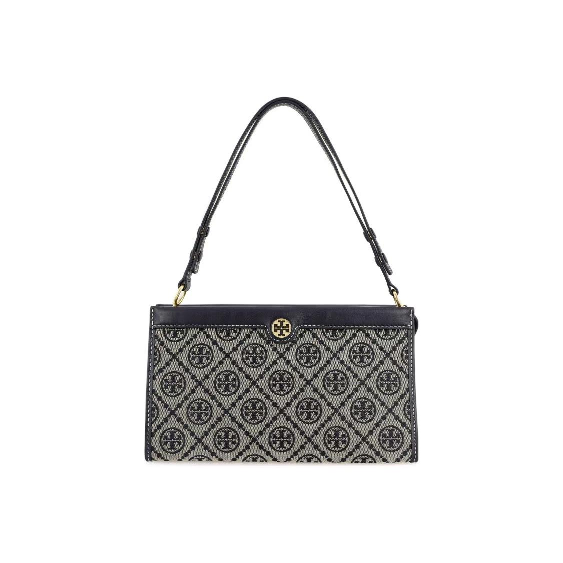 

Tory Burch T Monogram Fashion Brand Logo Jacquard Leather Tote Bag Mini Women Tote Bags Blue 82933-405 Basic Set (Bag+Dust Bag)