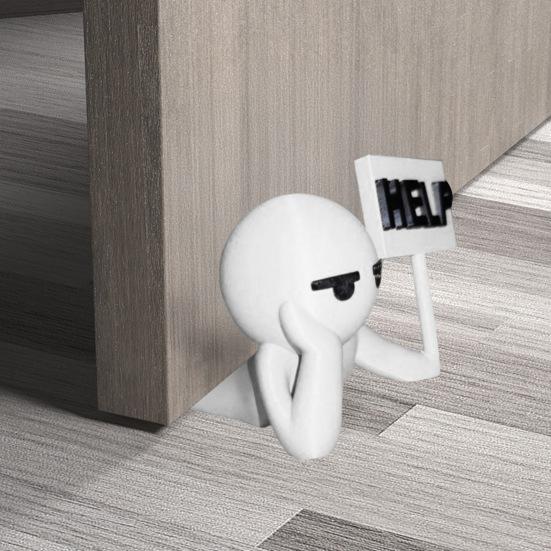 Villain Door Stopper Wedge Wall Protector Anti-slip Windproof No Drilling Anti-collision Carpet Tile Concrete Wooden Floor Asking Help Guy Doorstop