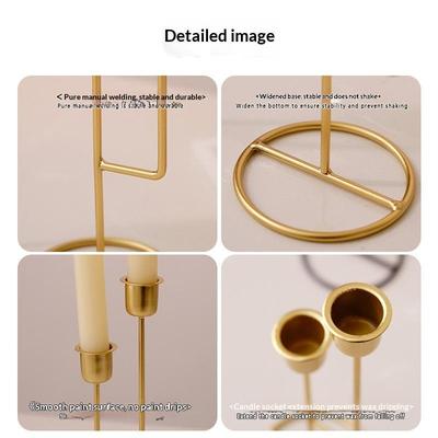 Simple Iron Candlestick Crafts Golden Stable Base Desk Candle Ornament Candle Holder Romantic Decorations