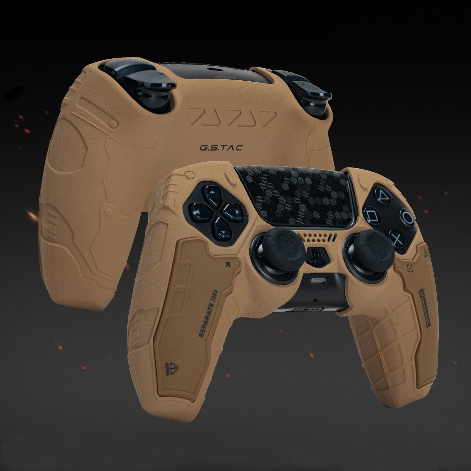 Mecha Mat Siliconen Zachte Beschermer Sticker Skin Voor Sony Dualsense 5 PS5 Controller Case Duimstick Grip Dop Cover bruin