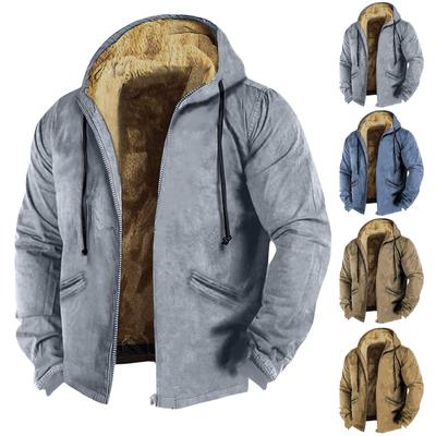 Men's Solid Color Jacket Men's Spring And  Casual Trend Zipper Hooded Jacket