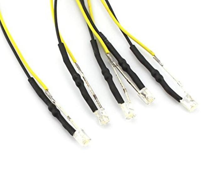 

Набор из 5 светодиодов для модели 3 мм, шнур 20 см, здания, 3 В, диаметр, (Теплый белый) теплый белый