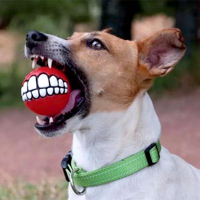 1/3/10 Stück Gummi Hundezahn Ball Spielzeug Quietschend Reinigen Zahn Hund Kauspielzeug Bunt Lustig Haustier Spielzeug Mit Lächeln Muster Haustier Produkte