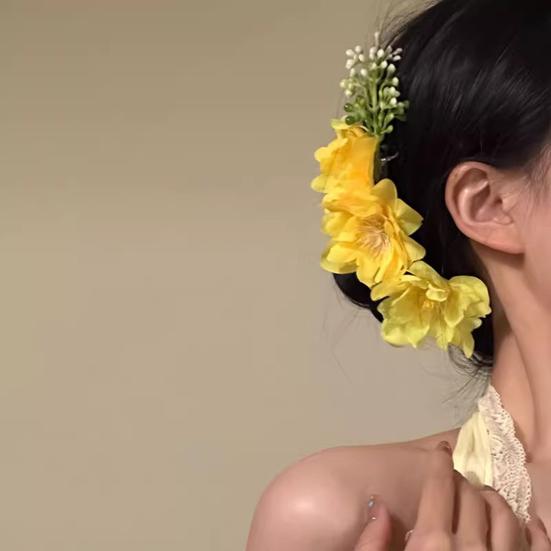 Hairpin 3D Artificial Flower Decor Hair Comb Easy To Wear Broken Hair Fixer Outdoor Travel Hair Stick Hair