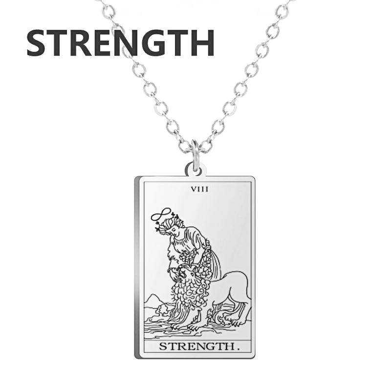 LIKGREAT Tarot Card Necklace Major Arcana Tarots Stainless Steel Necklaces Divination Jewelry Birthday Gift for Women Men