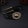 Western Cowboy Sun Frame Tassel Pendant Adjustable Braided Rope Necklace  For Men Women