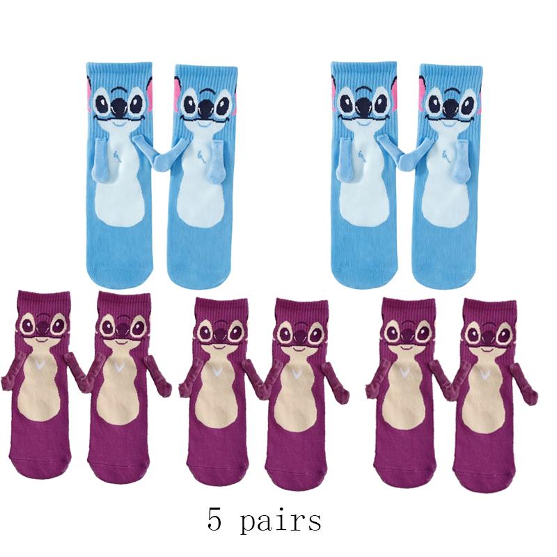 Stitch Magnet Hand In Hand Sock Cartoon Fun Fashion Soft Comfortable Creative Adults Children Christmas Stocking Toy Gift