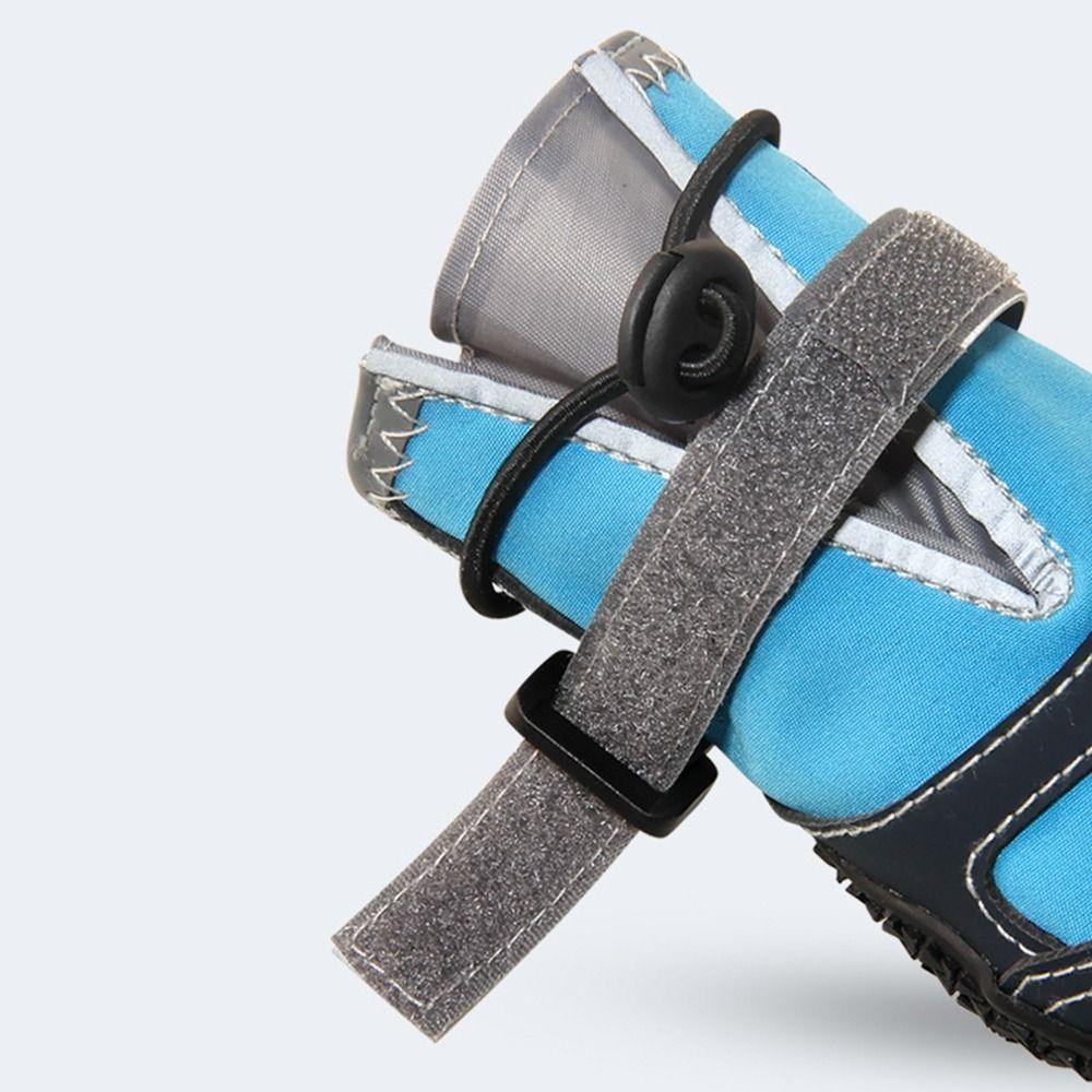 4Pcs/Set Reflective Dog Walking Boots Adjustable Strap Dog Shoes  for Medium Large Dogs