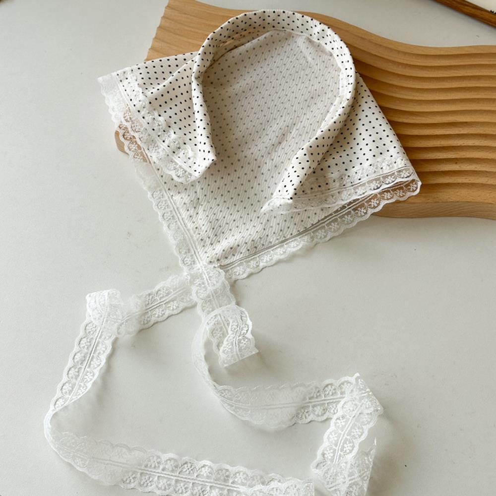 Summer Lace Triangle Headscarf Woman Polka Dot Lace Square Scarf Sweet Turban Cap Sunscreen Headwrap Hair Hoop Girl Court Bonnet