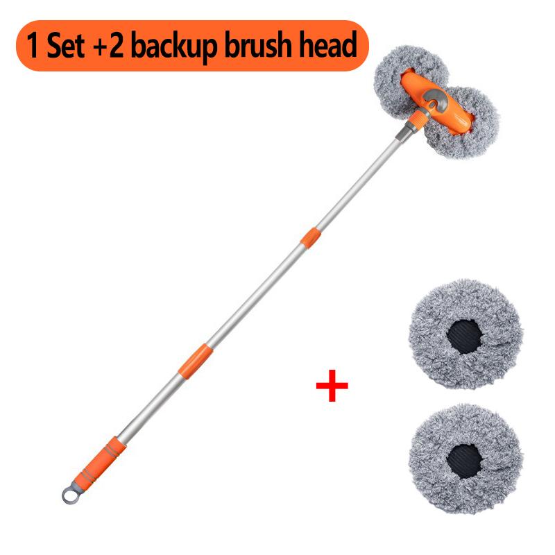 Car Wash Mop Rotating Double Brush Head Three-Section Telescopic Mop Telescopic MopWindow Cleaning Maintenance Car Accessories