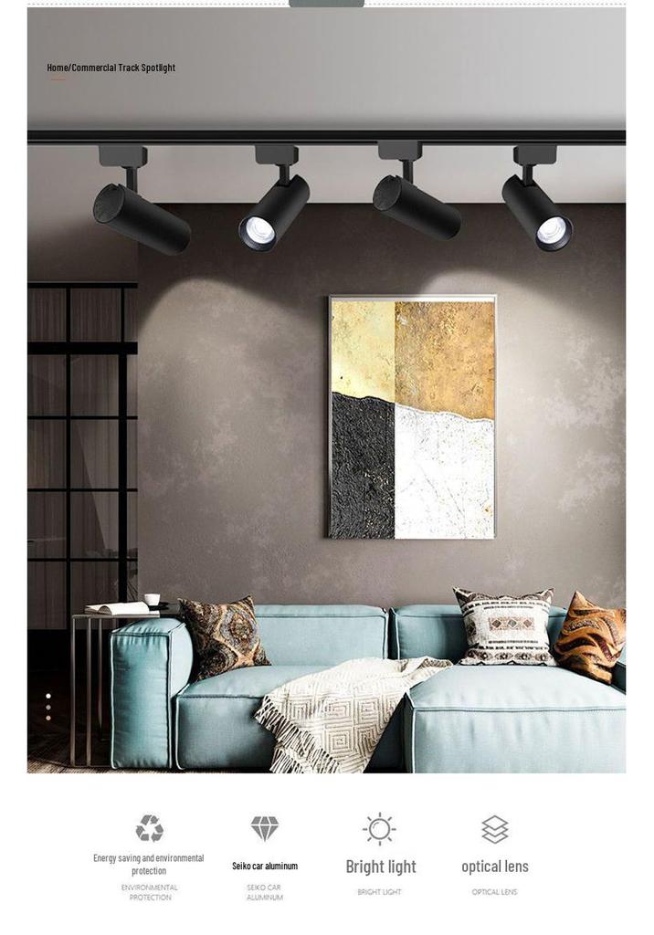 Ultra-Bright COB LED Track Spotlight for Clothing Stores - Surface-Mounted, Energy-Saving, Ideal for Commercial Background Walls
