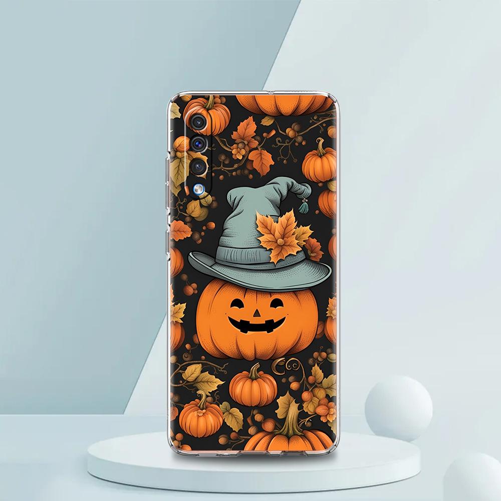 Transparent Phone Case for Samsung Galaxy A16 A14 A12 A22 A24 A42 A03S A06 A20 A30 A40 Soft TPU Cover Halloween Pumpkin Pattern