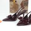 Mode 2025 Slingback-Sandalen für Damen Sommer Markendesign Hohe Absätze Schleife Mode Spitzschuh Lackleder Damenschuhe