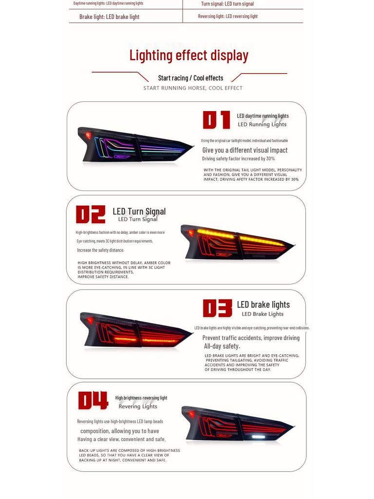 CSL RGB Daytime Running Lights & Sequential Turn Signals for 2019-2025 Nissan Altima Tail Lights