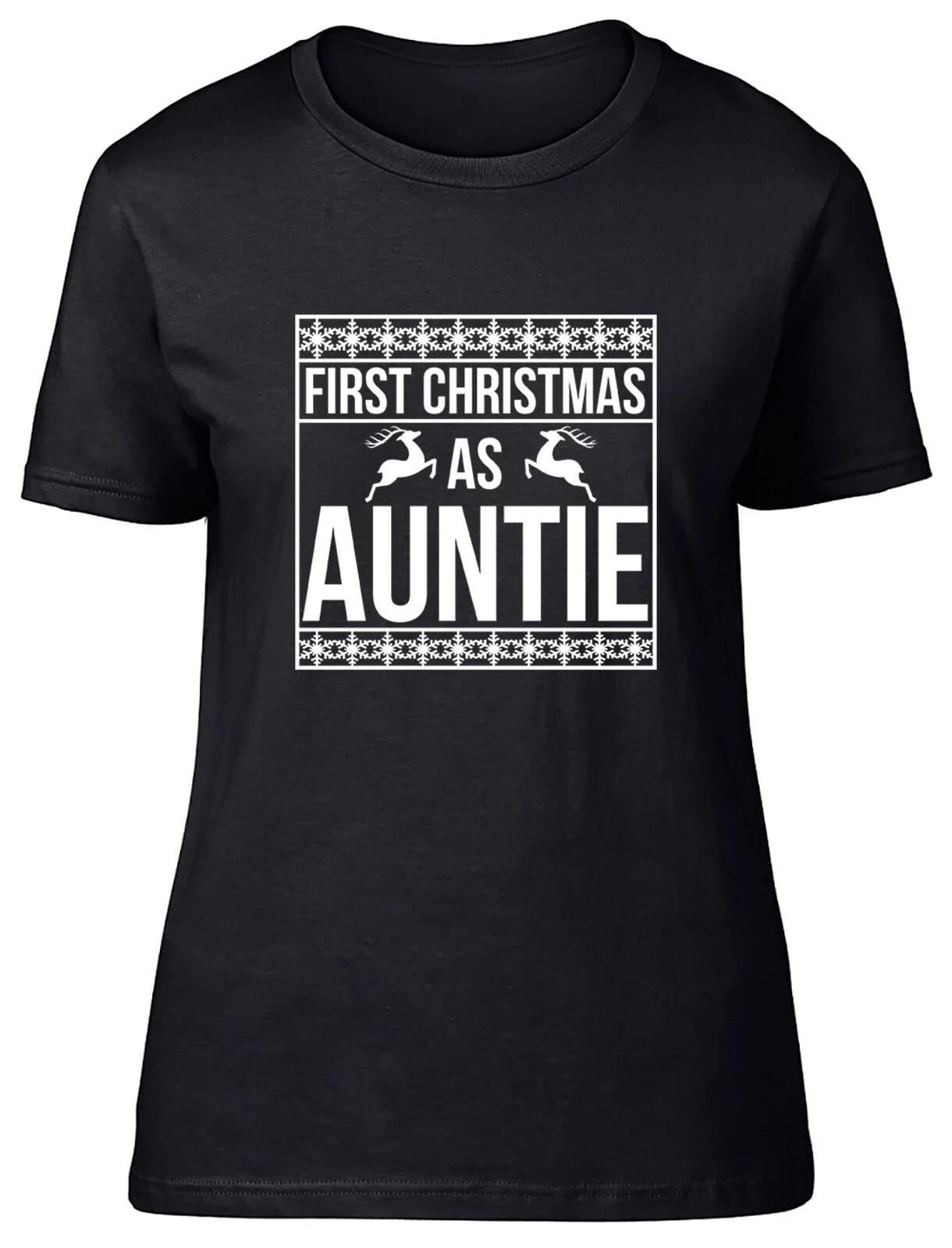 First Christmas As Auntie Fitted Womens Ladies T Shirt M