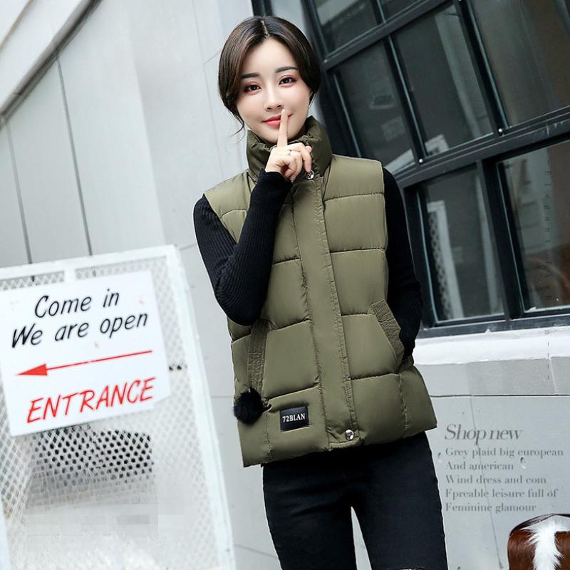 

Жилет женский короткий корейский осенне-зимний женский жилет майка женское пальто 3XL армия зеленый